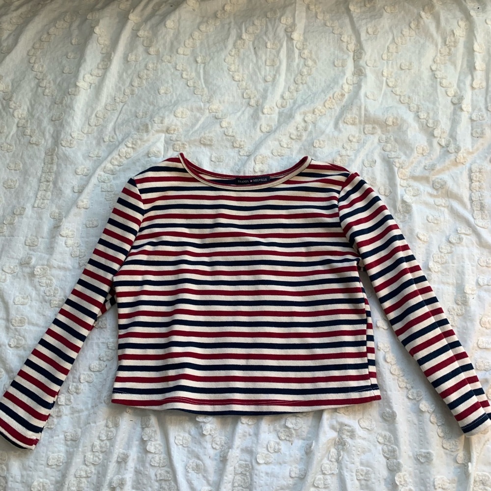 Brandy Melville red, white, and blue striped top